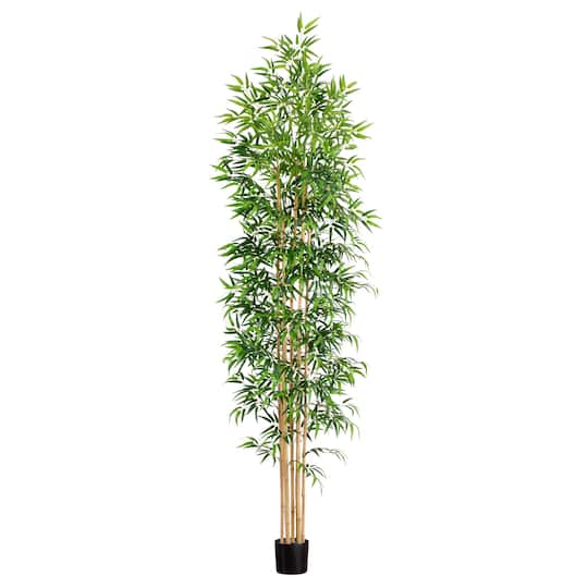 10ft. Green Artificial Bamboo Tree with Real Bamboo Trunks